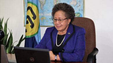 Photo of CARICOM Secretary-General Dr Carla Barnett addresses IWD Session during ECLAC’s Forum on Sustainable Development in San Jose Costa Rica